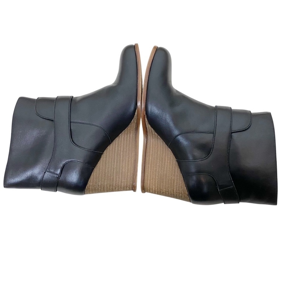 MM6 Maison Martin Margiela Boots Black Leather Wedge Ankle Boots - Picture 3 of 9